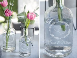 Fles als bloemenvaas