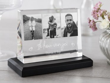 foto op glas met foto en tekst