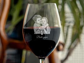 Wijnglas met fotogravure voor vaders