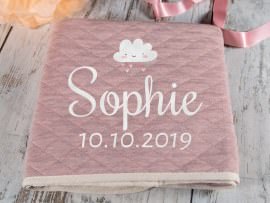Babydeken met naam roze