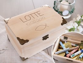 Schatkist met gravure geboorte