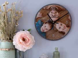 Fotoklok leisteen met foto familie