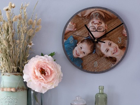 Fotoklok leisteen kind papa mama