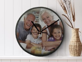 Fotoklok uit leisteen met oma en opa