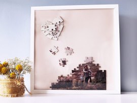 Puzzel in fotolijst voor valentijnsdag
