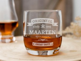 Whiskyglas met gepersonaliseerde Gravur