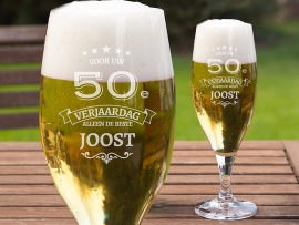 Bierglas met gravure verjaardagscadeau